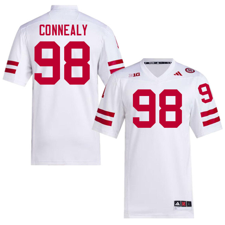 Men #98 Conor Connealy Nebraska Cornhuskers College Football Jerseys Stitched Sale-White